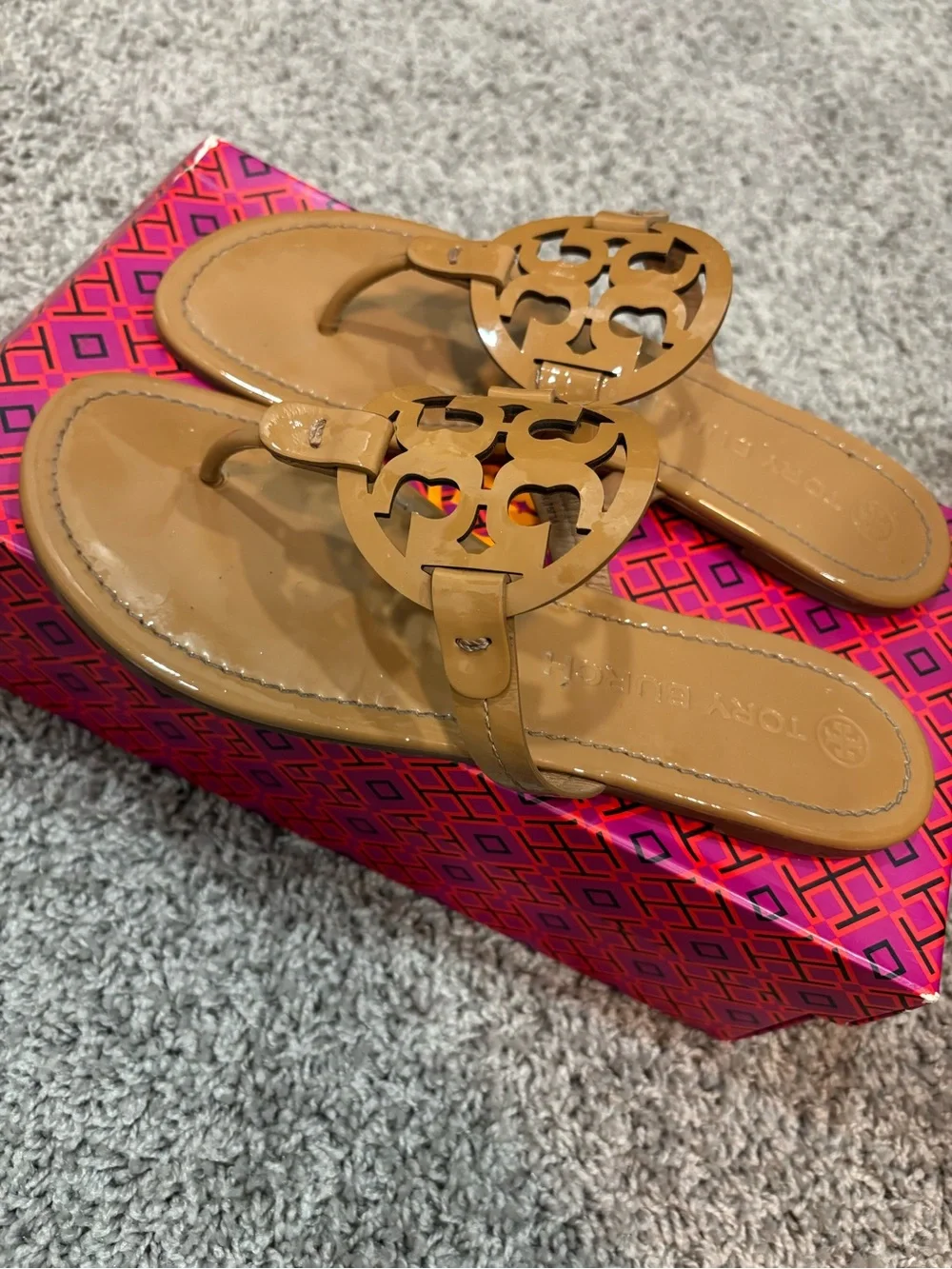 Tory Burch Miller Leather Thong Sandals - Tan